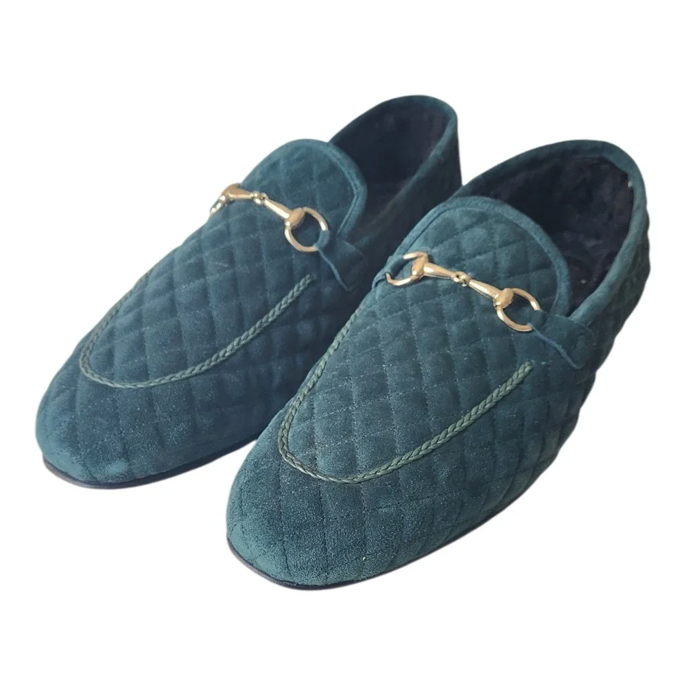 Mezlan‎ 13287 Quilted Suede Bit Loafers Green Mens 13 M Made in Spain